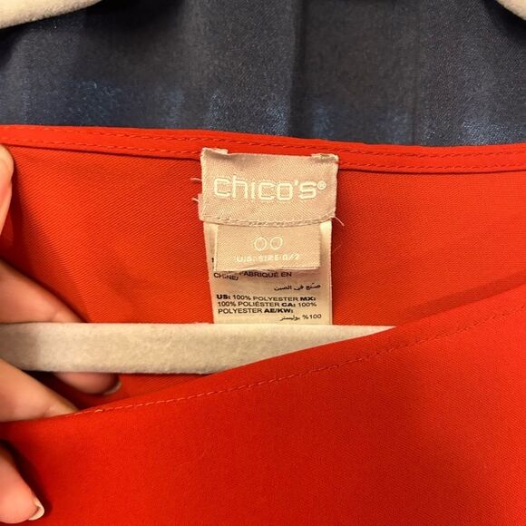 Chico’s Size 00 Asymmetrical Blouse Knot on bottom Left (0/2 US) Burnt Orange - Picture 5 of 7